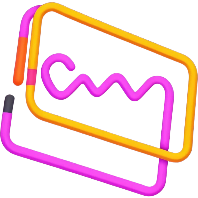 Black background with a neon pink line, a neon purple line, a neon yellow line and a neon orange line. emoji