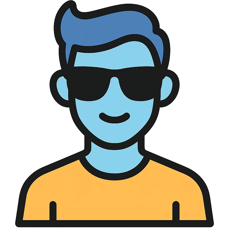 color outline icon of a cool blue man emoji