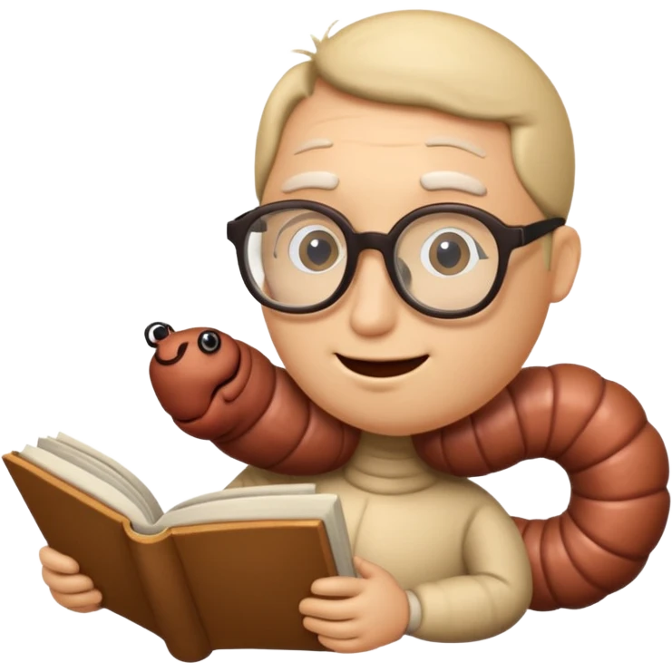 worm reading book emoji