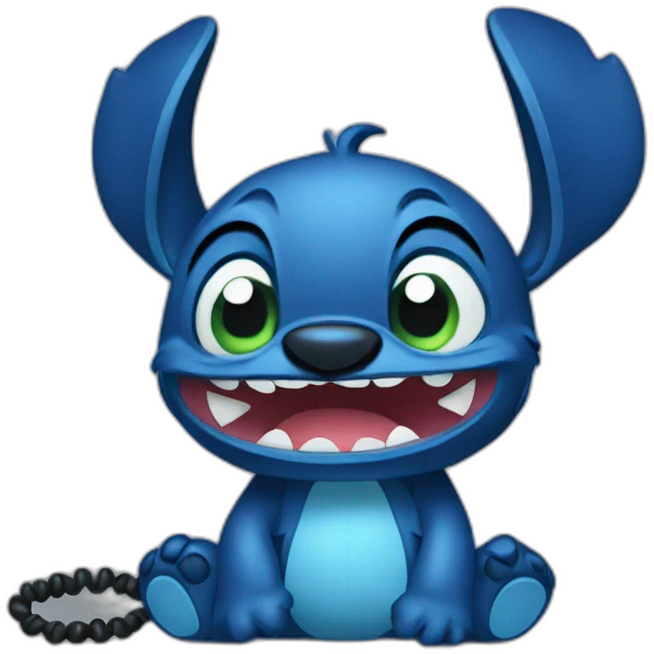 Stitch calling at phone emoji