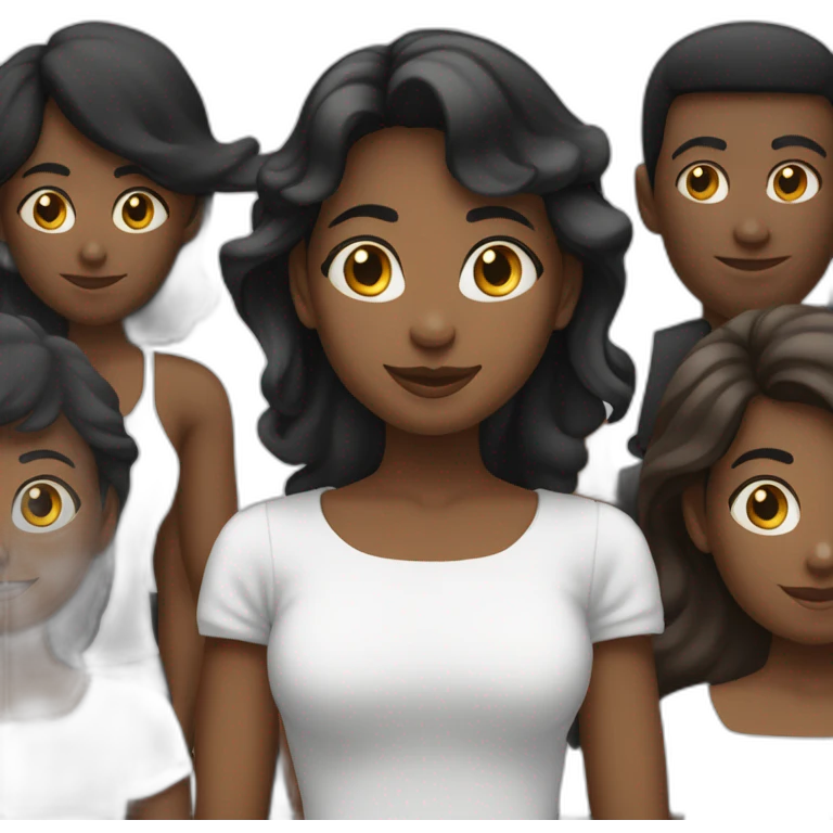 cinq personnes noires derrière une femme blanche emoji