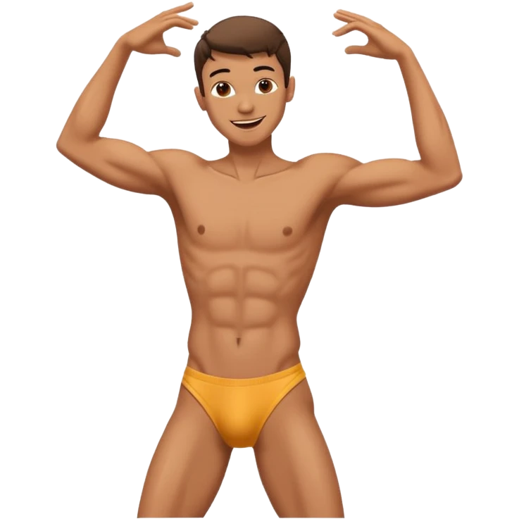 Skinny naked guy dancing happy emoji
