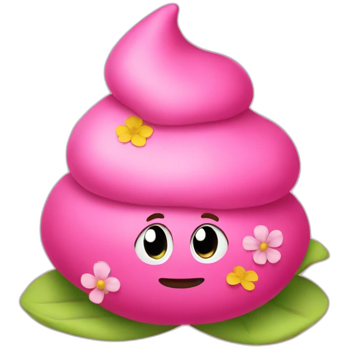 A pink poop with Flowers on top emoji