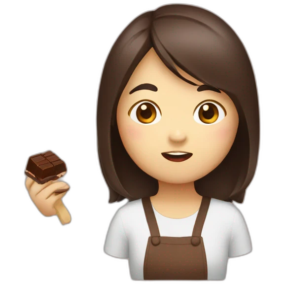 Asian eating chocolate emoji