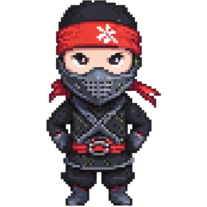 Masked ninja, red headband emoji