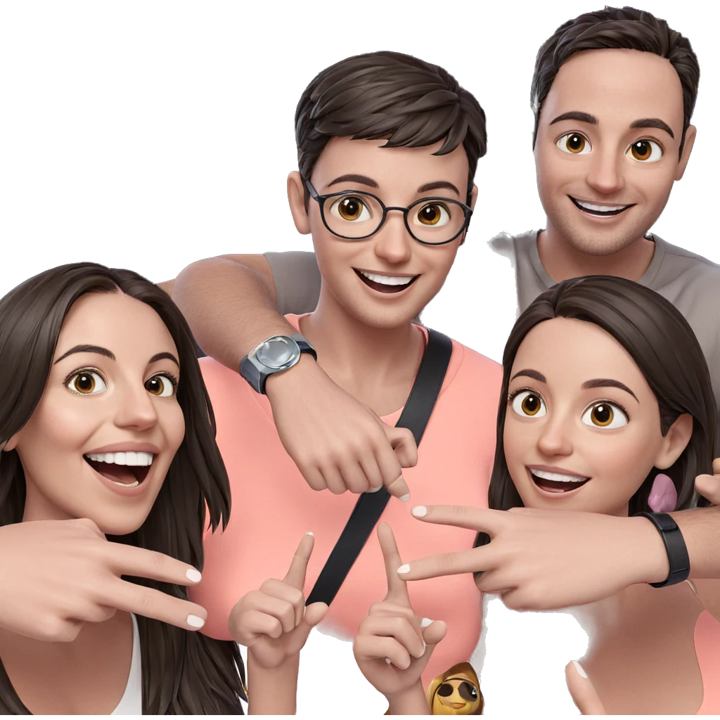 smiling girl with friends emoji