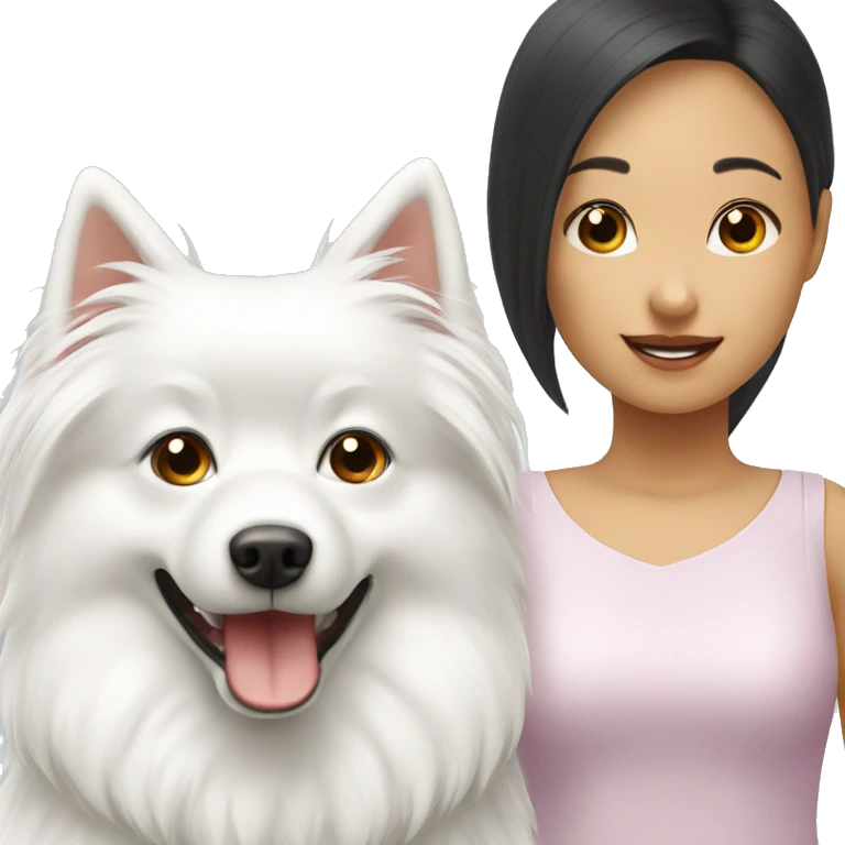 white spitz with asian girl emoji