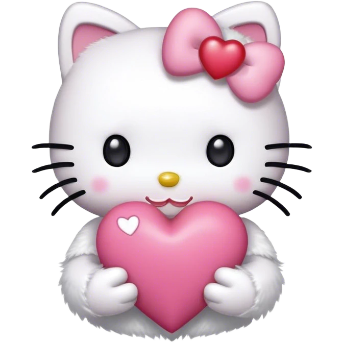 Hello kitty holding a heart emoji