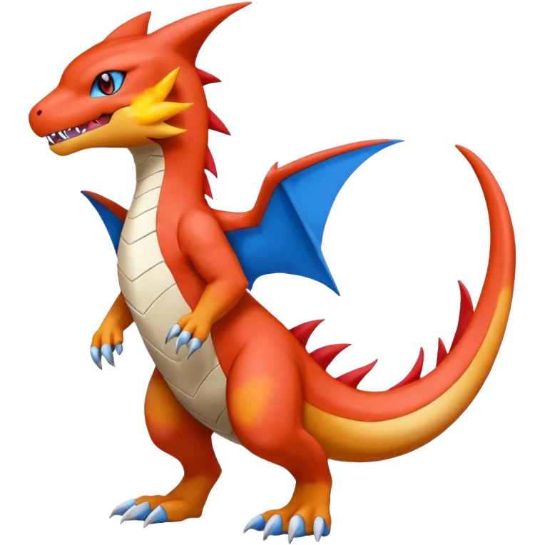 Garchomp-Flamedramon-Veemon-Charmeleon-Digimon-Latias-Peppercat-Pokémon-fusion-animal-hybrid-creature, Full body  emoji