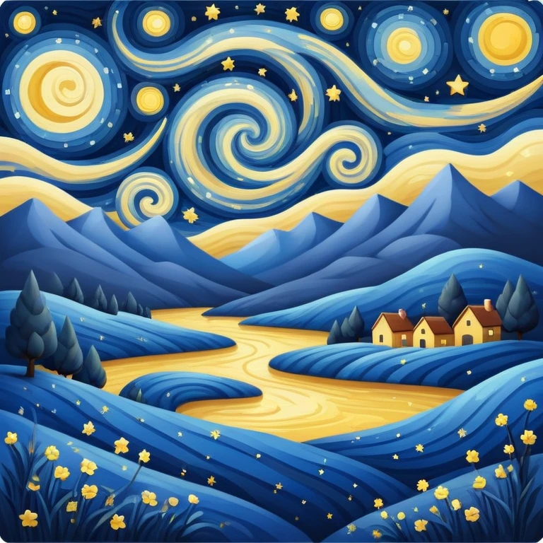 starry night landscape  emoji