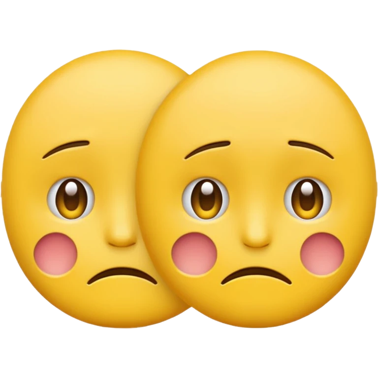 two emojis not happy stuck together no pink cheeks only two  emoji