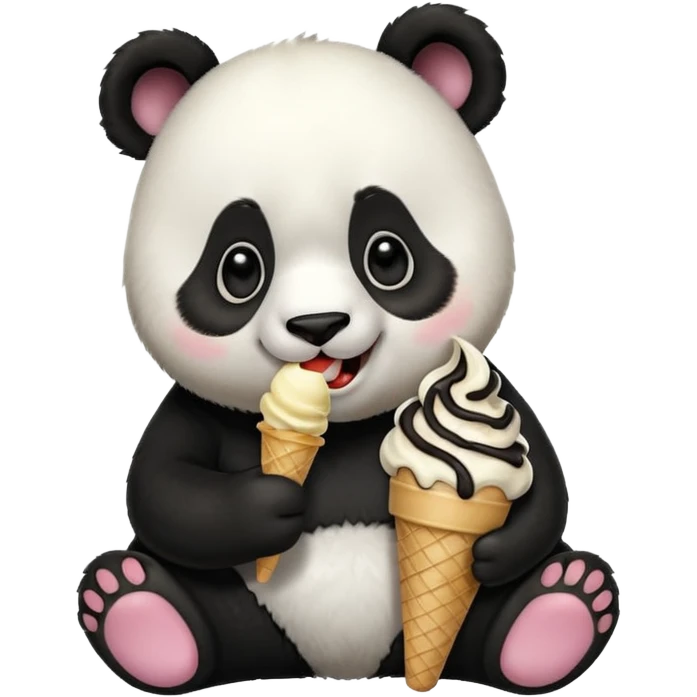Panda eating ice cream emoji