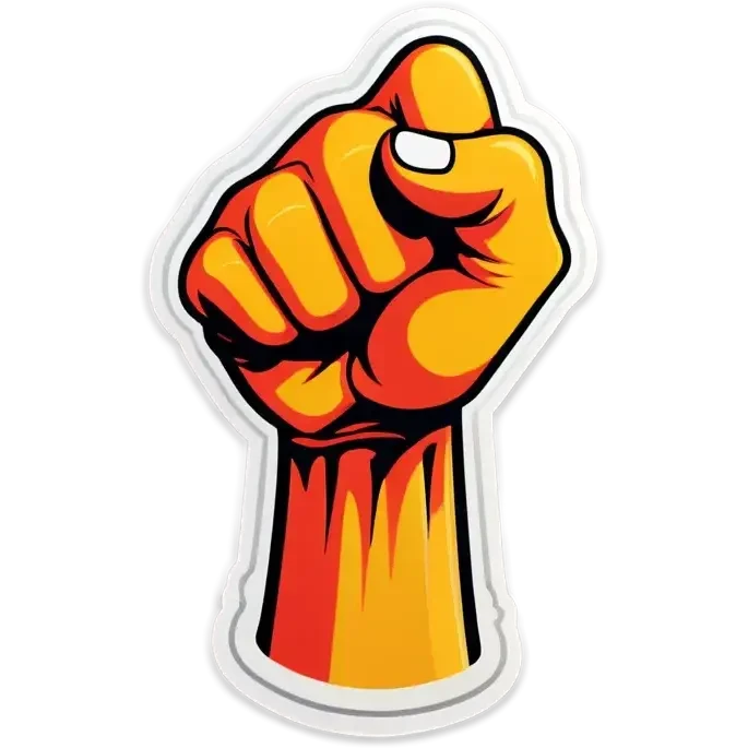 A fist holding boomerang in it emoji