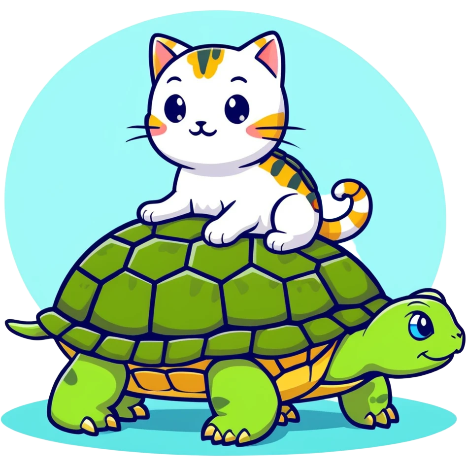 Cat riding a turtle emoji