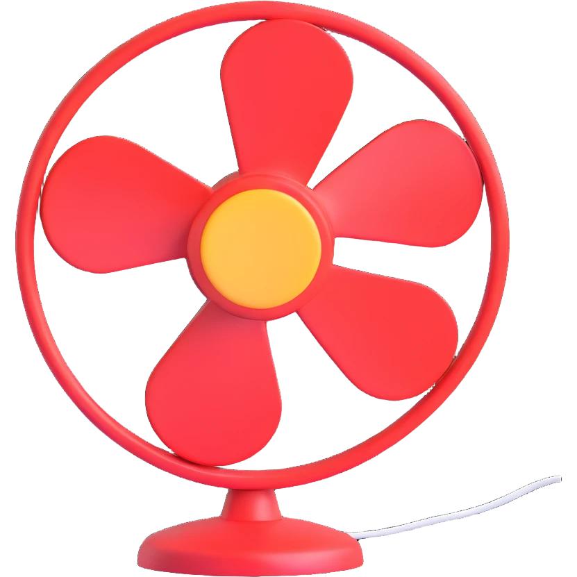 electric fan, playful, rounded, shiny emoji