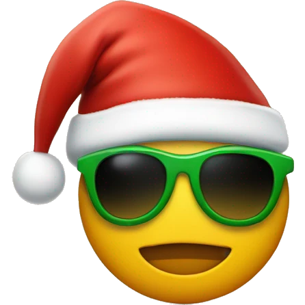 Christmas tree wearing Santa hat and sun glasses emoji