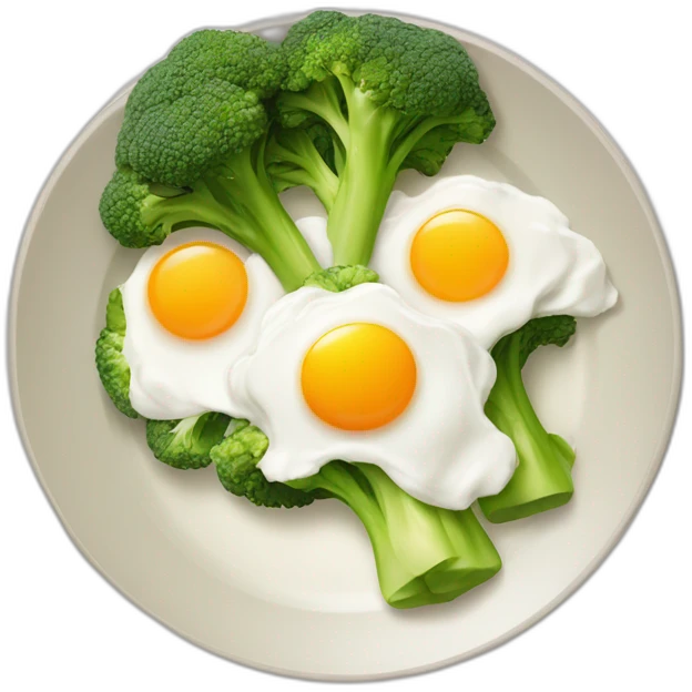 plate of egg whites and cooked broccoli emoji