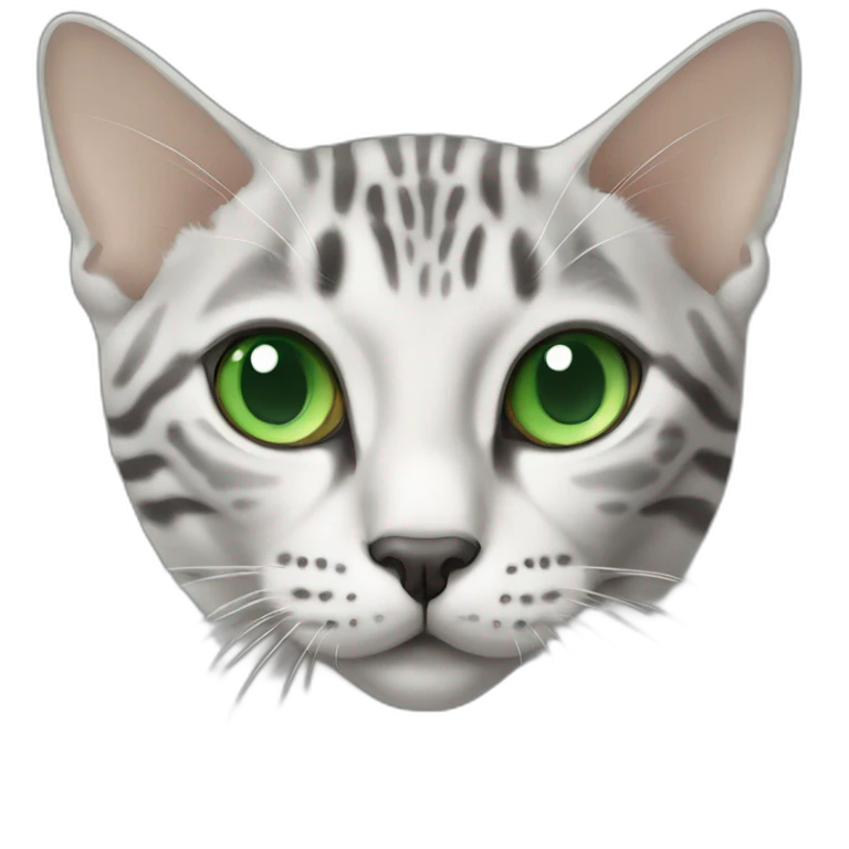 Egyptian Mau cat with green eyes, full-body emoji