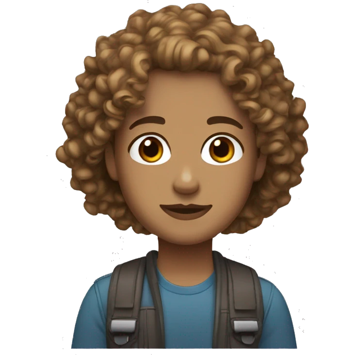 Realistic bitmoji with curly light brown hair and grey eyes emoji