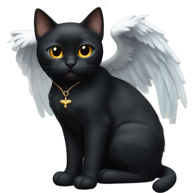 Black cat with angel wings emoji