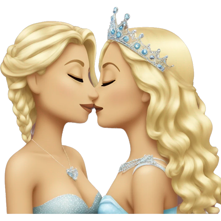 2 women princesses couple blonde kiss emoji