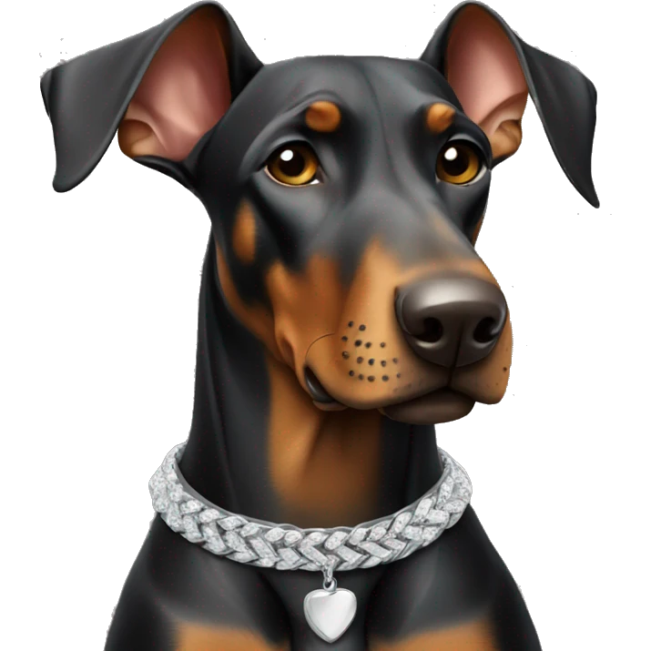 Doberman with silver necklace emoji
