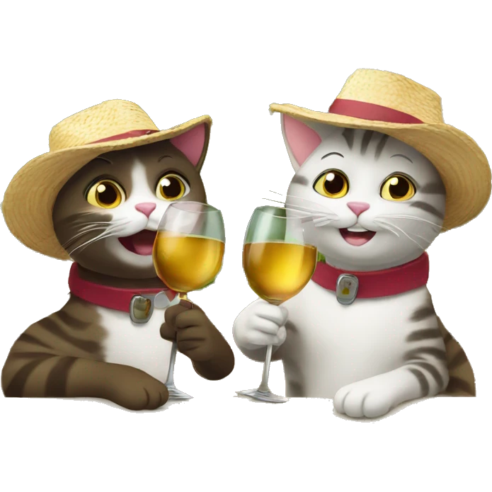 two cats drinking wine on vacation in tuscany emoji