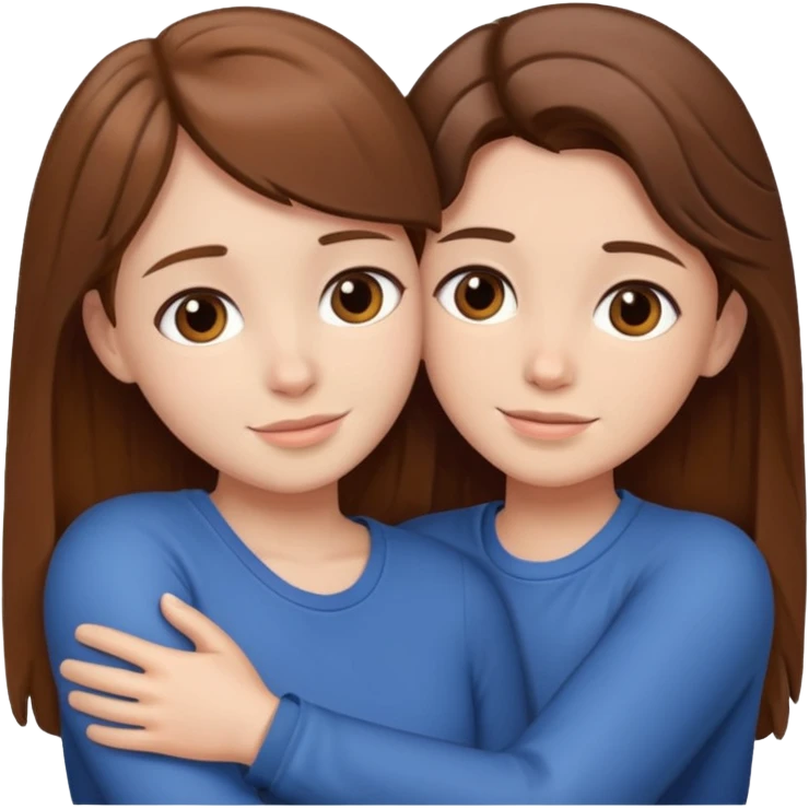 Dos amigas con pelo marrón abrazandose emoji