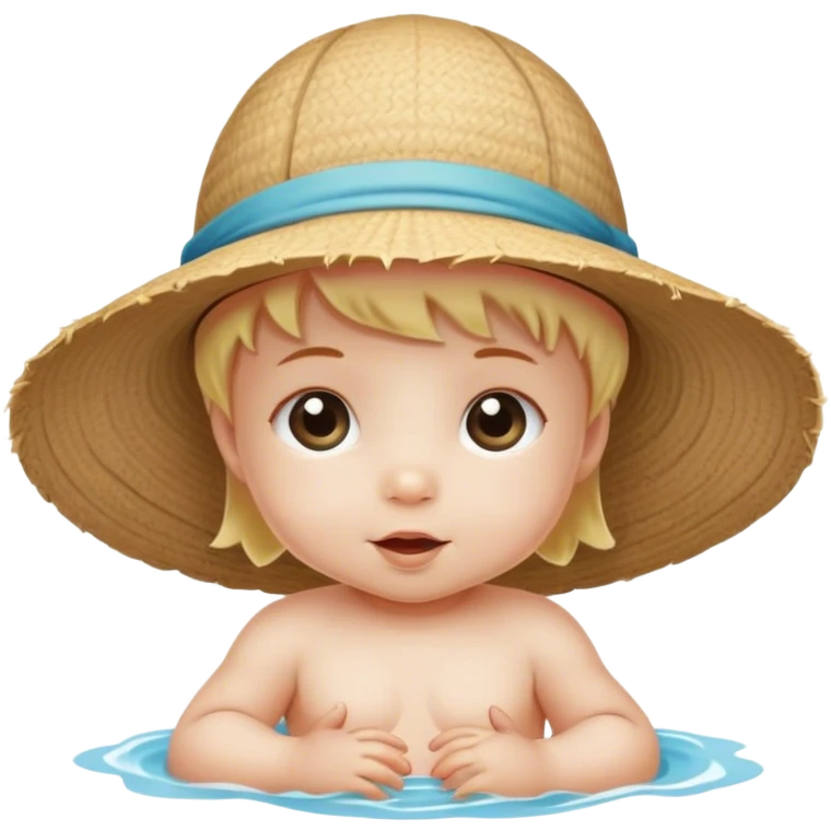 Baby wearing a beach hat emoji