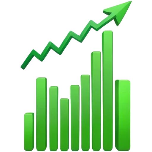 rising green graph that indicates a great impact without an emoji face emoji