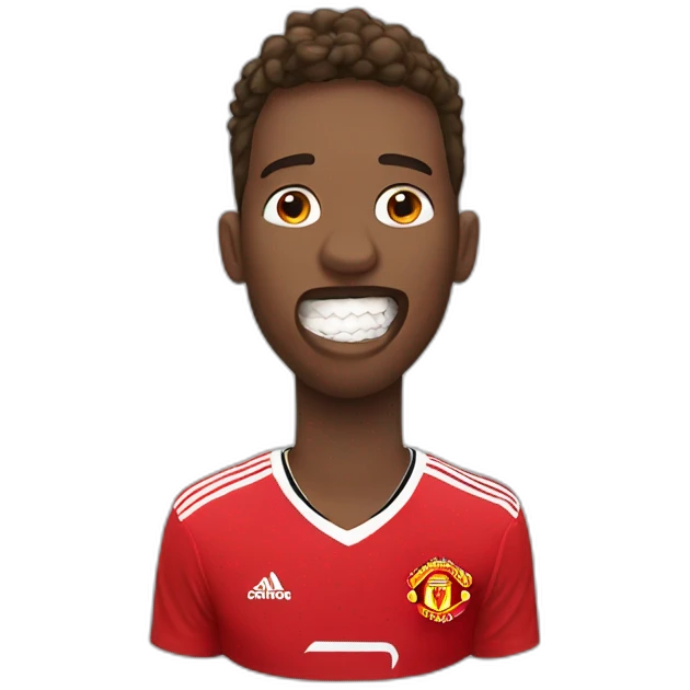manchester united player biting a medal emoji