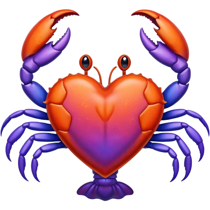 A heart with a crab on top of it, and the color of the heart is between blue and purple. emoji