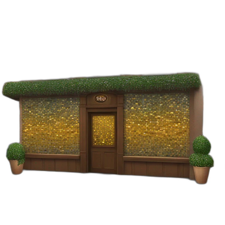 Exterior of a bar with a mosaic of tiles for the sig emoji