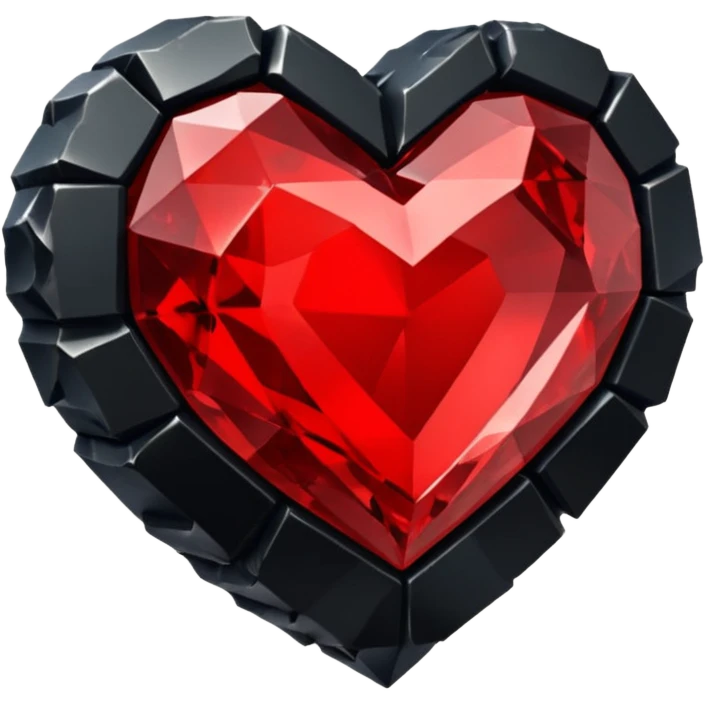 Crystals black and red heart 3D  emoji
