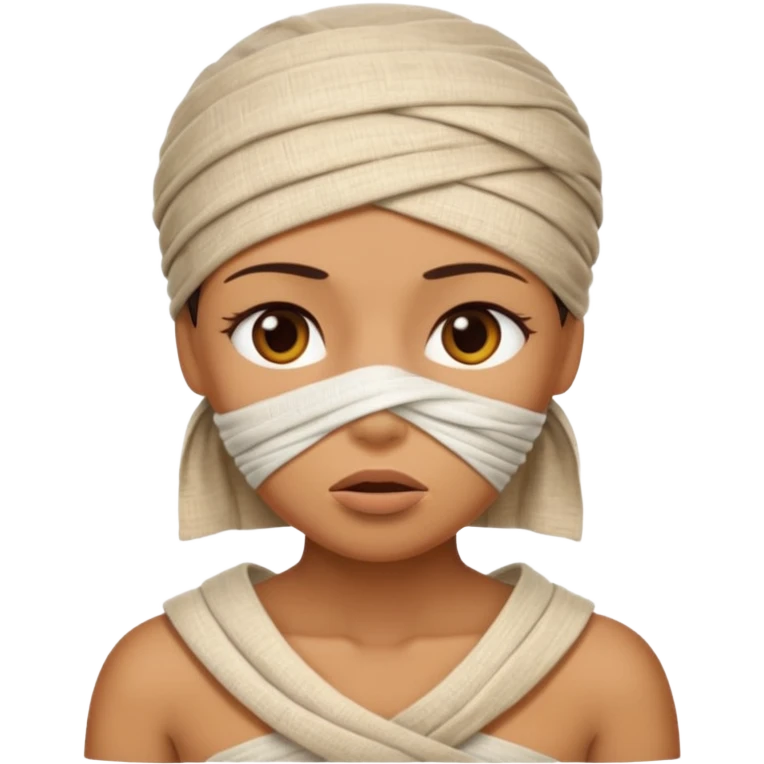 The mummy girl with her mouth closed emoji