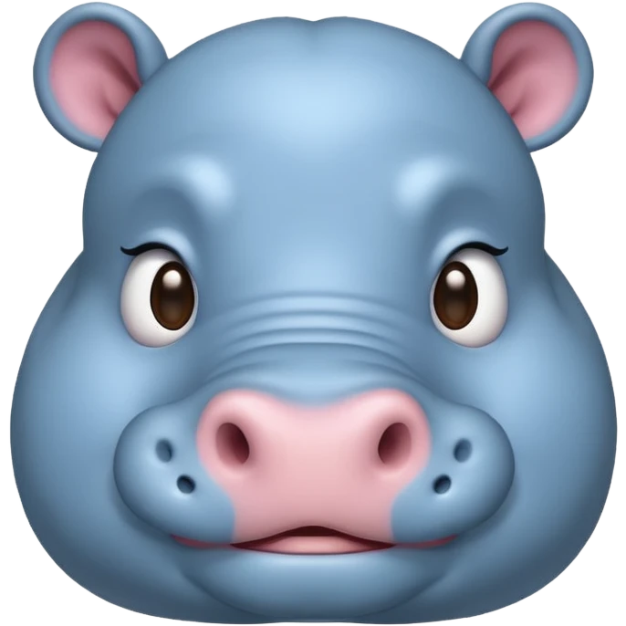 hippo emoji with small ears and chubby cheeks, soft blue color, smiling expression emoji