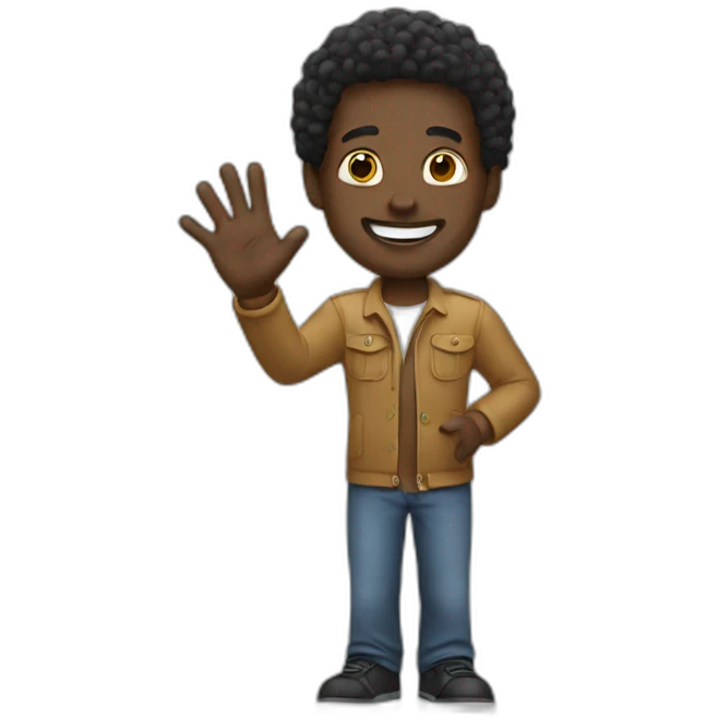 black man waving emoji