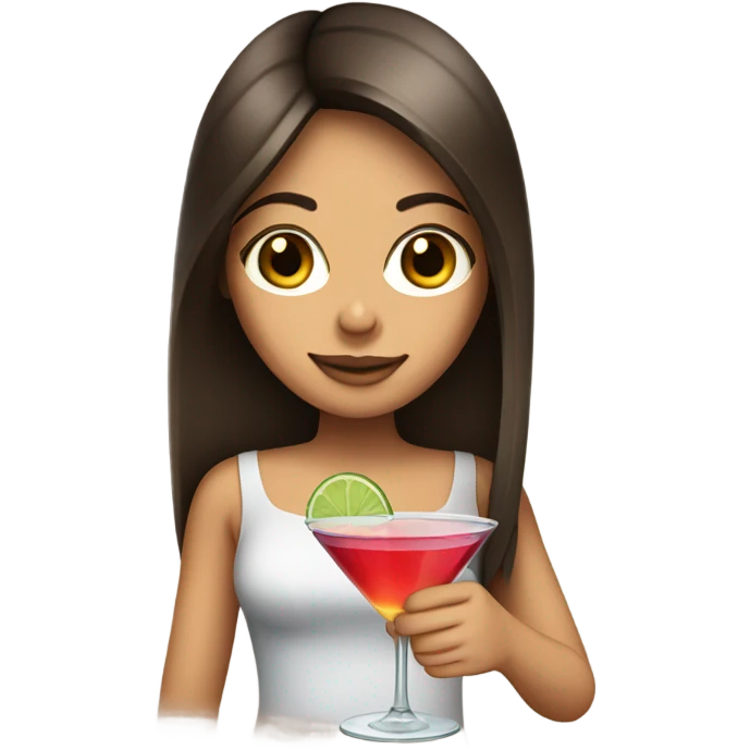 brunette girl straight hair drinking a cocktail emoji