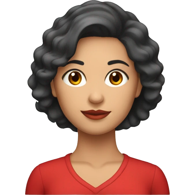 Mujer morena de cabello rojo con camisa roja emoji