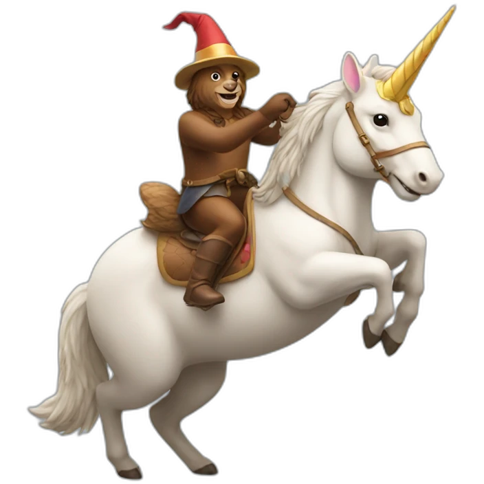 a beaver riding a unicorn emoji