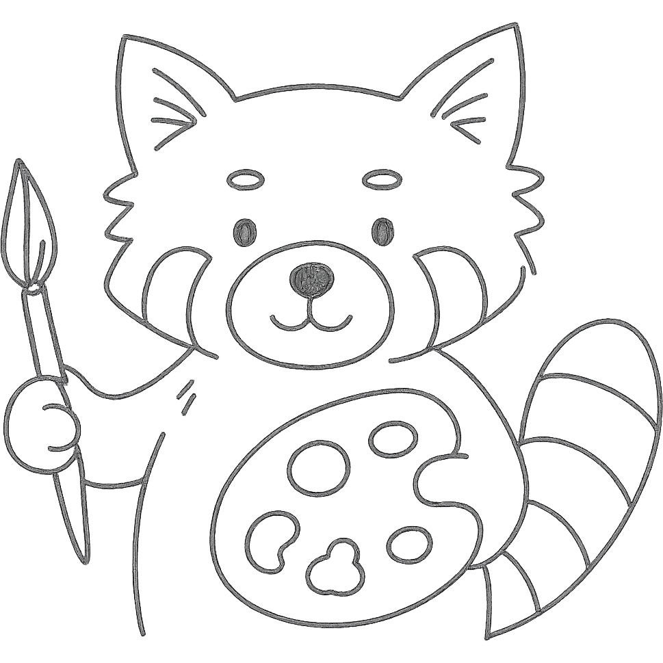 Red panda with brush and pallet emoji