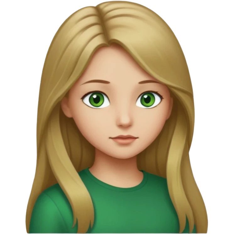 Girl profile picture with long dark blonde hair and green eyes  emoji