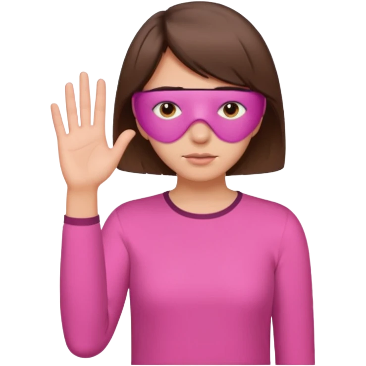 Woman with short brown hair and a pink shirt covering her face with her hand  emoji