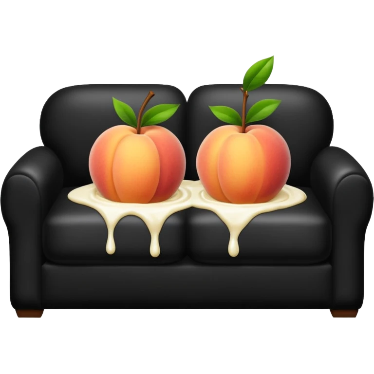 White cream drenched on a peach on a black couch emoji