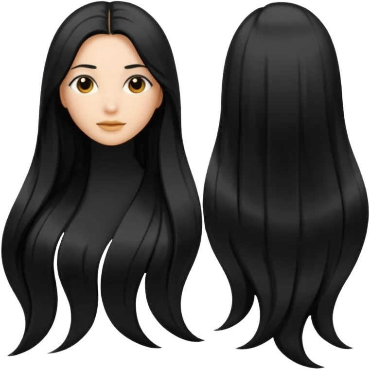 back view of long black hair emoji