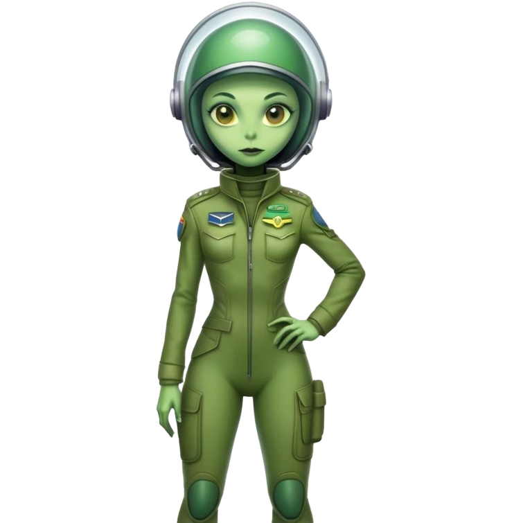 green alien reptilian woman in pilot uniform , full body full figure emoji