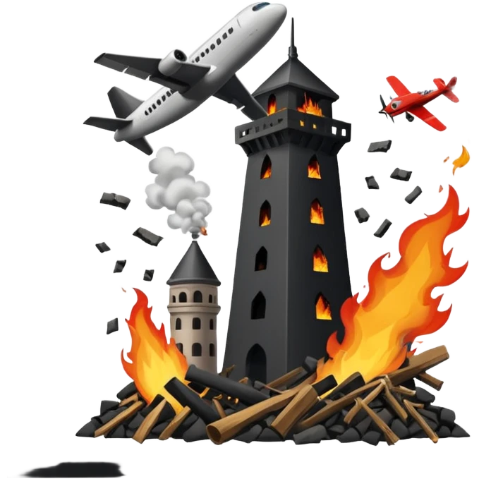 Kuleye çarpan uçak emoji