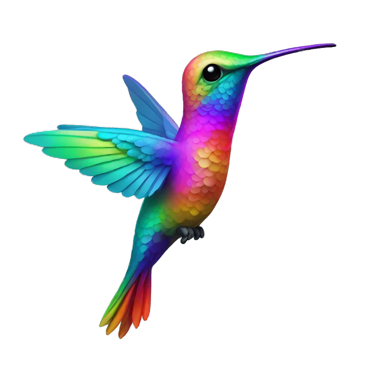 Neon rainbow hummingbird  emoji
