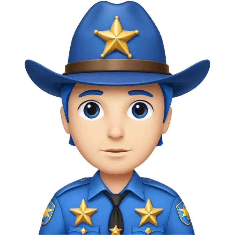 Sheriff with shiny blue star badge and blue hat emoji