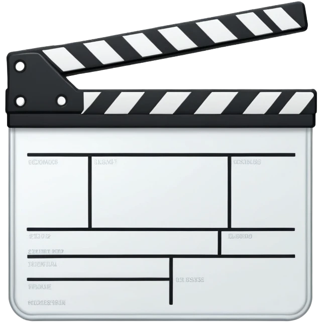 movie clapperboard with geometric outline, precise thin black lines and only one diagonal line crossing through, clean design emoji